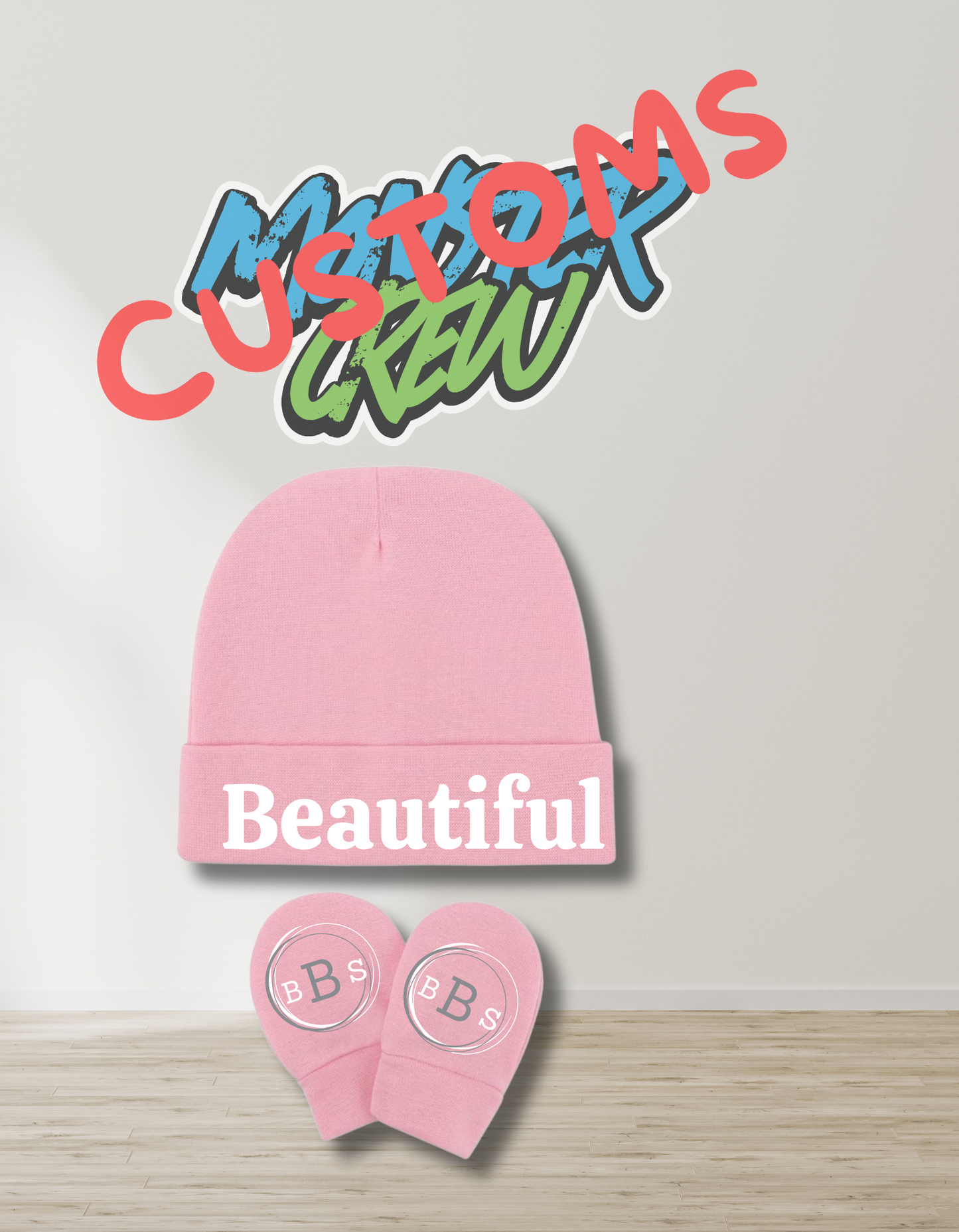 CUSTOM BABY NAME HAT & MITTENS