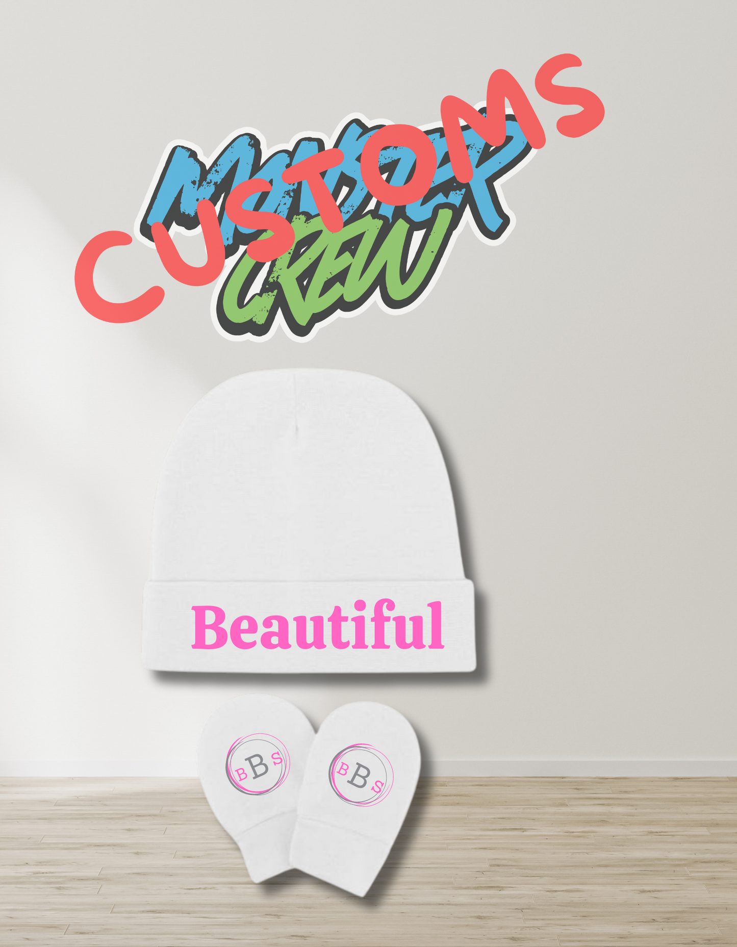 CUSTOM BABY NAME HAT & MITTENS