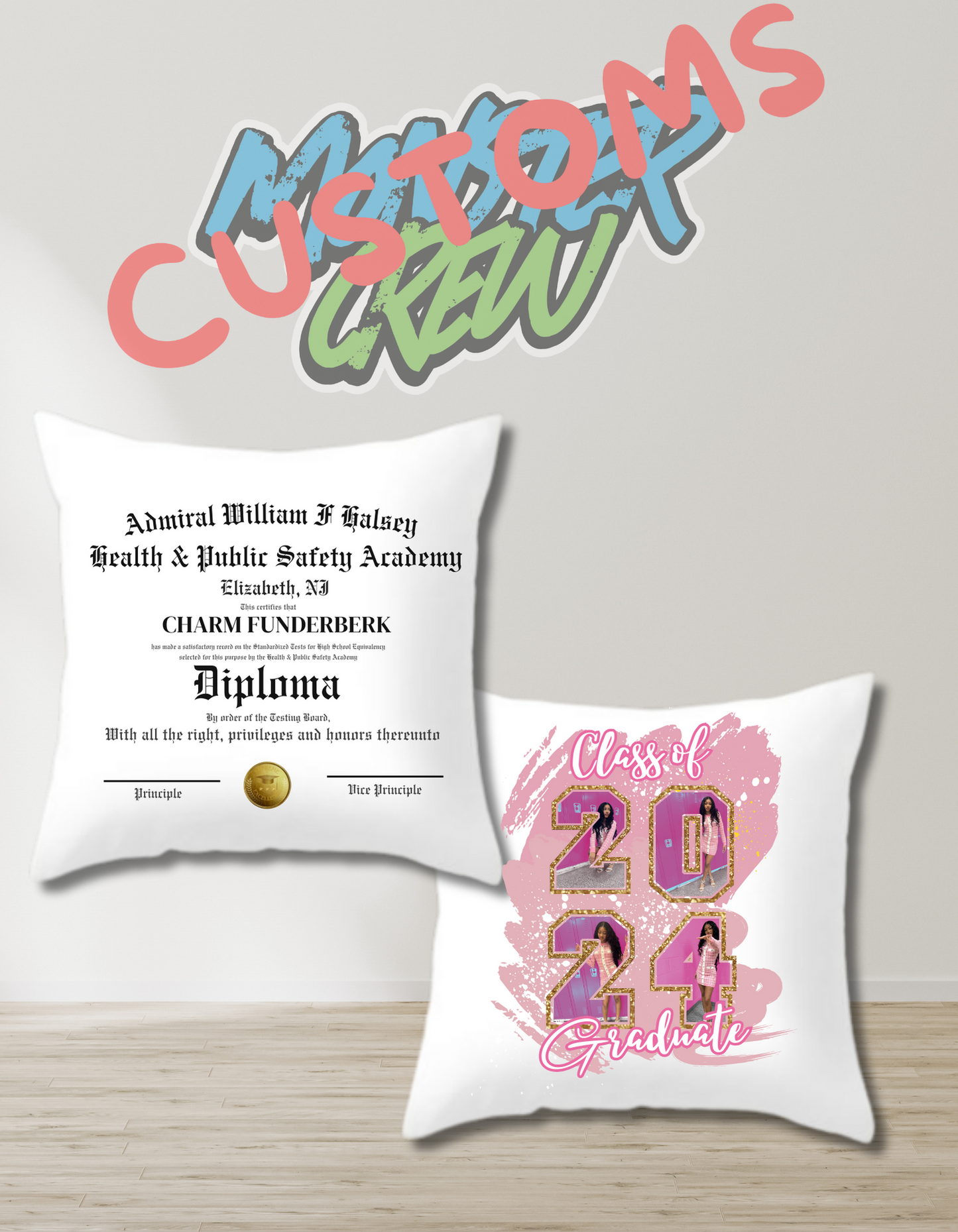 Personalized Double-Sided Graduation Pillow